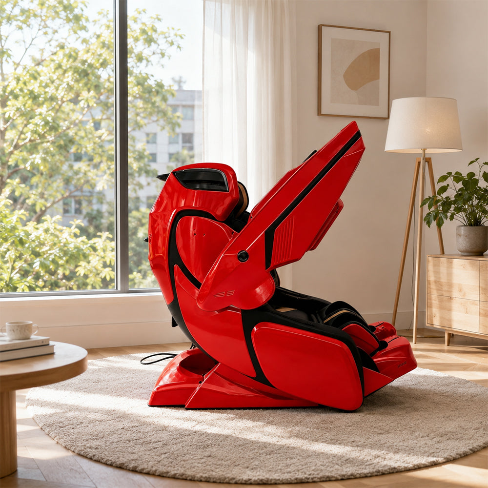 RELAXA 4D PRO Full Body Electric Massage Chair - Precision Massage Mechanism with Wide Comfort Seat - Red