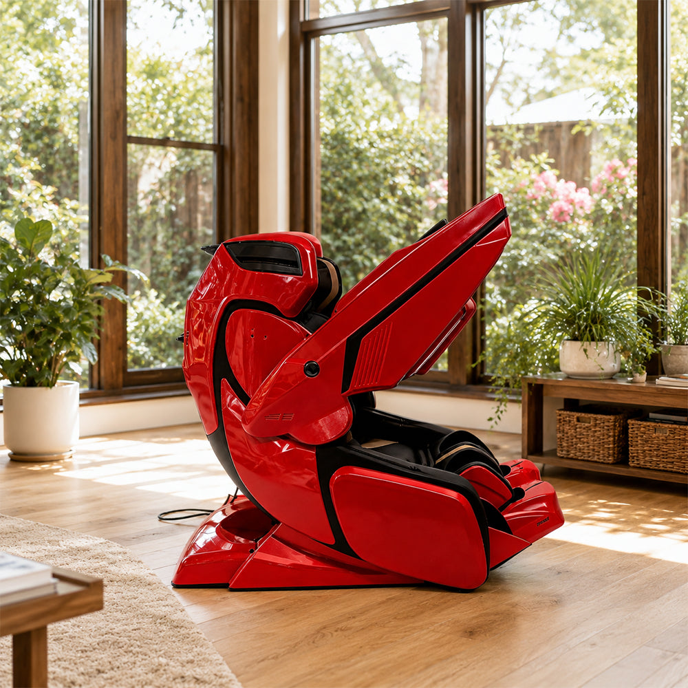 RELAXA 4D PRO Full Body Electric Massage Chair - Precision Massage Mechanism with Wide Comfort Seat - Red