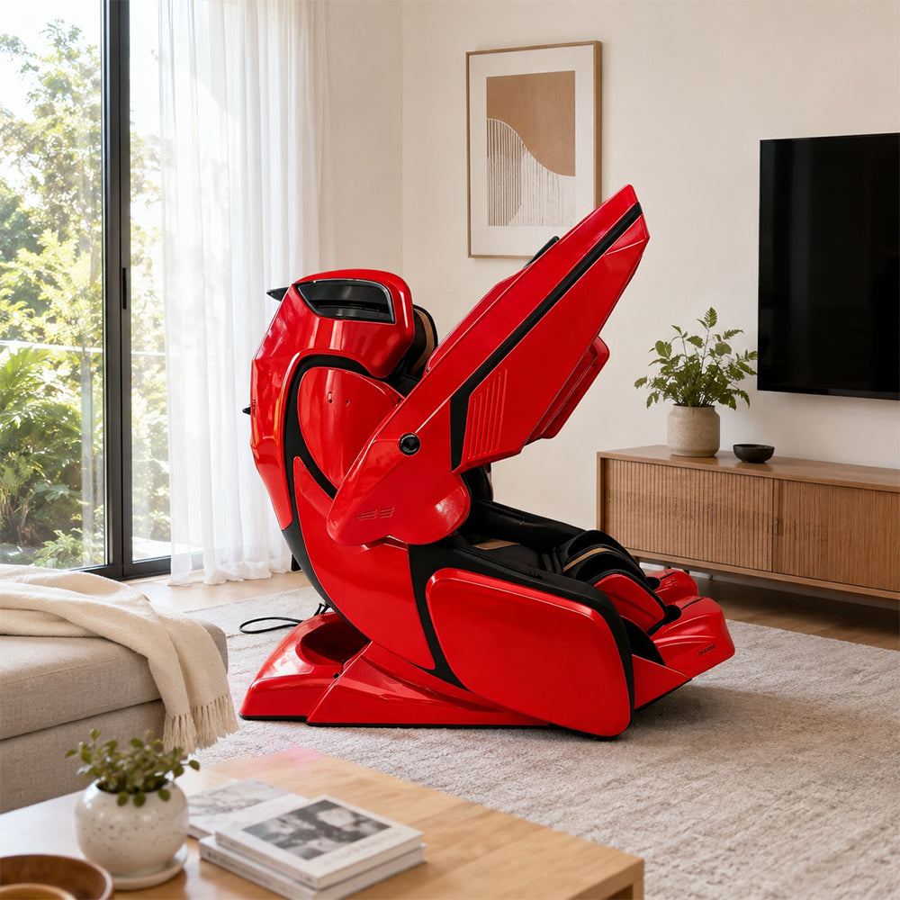 RELAXA 4D PRO Full Body Electric Massage Chair - Precision Massage Mechanism with Wide Comfort Seat - Red