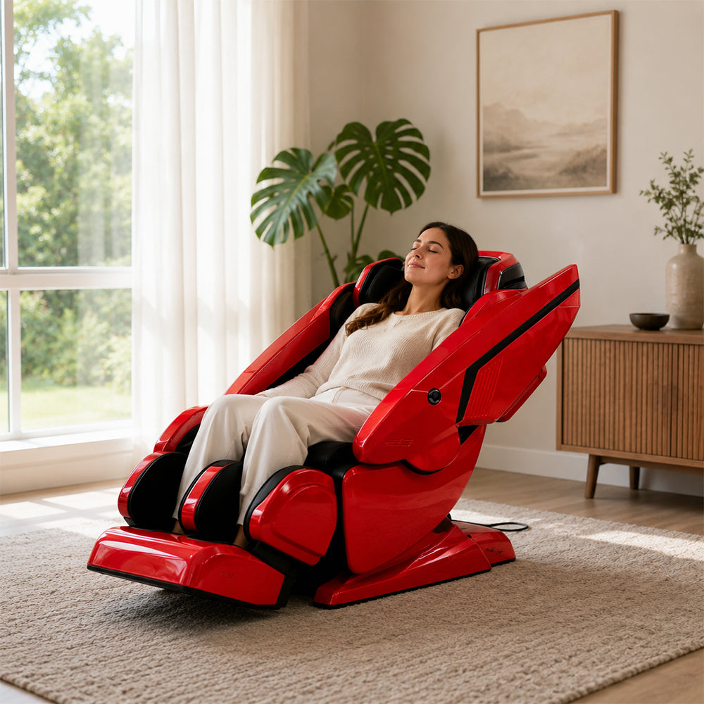 RELAXA 4D PRO Full Body Electric Massage Chair - Precision Massage Mechanism with Wide Comfort Seat - Red