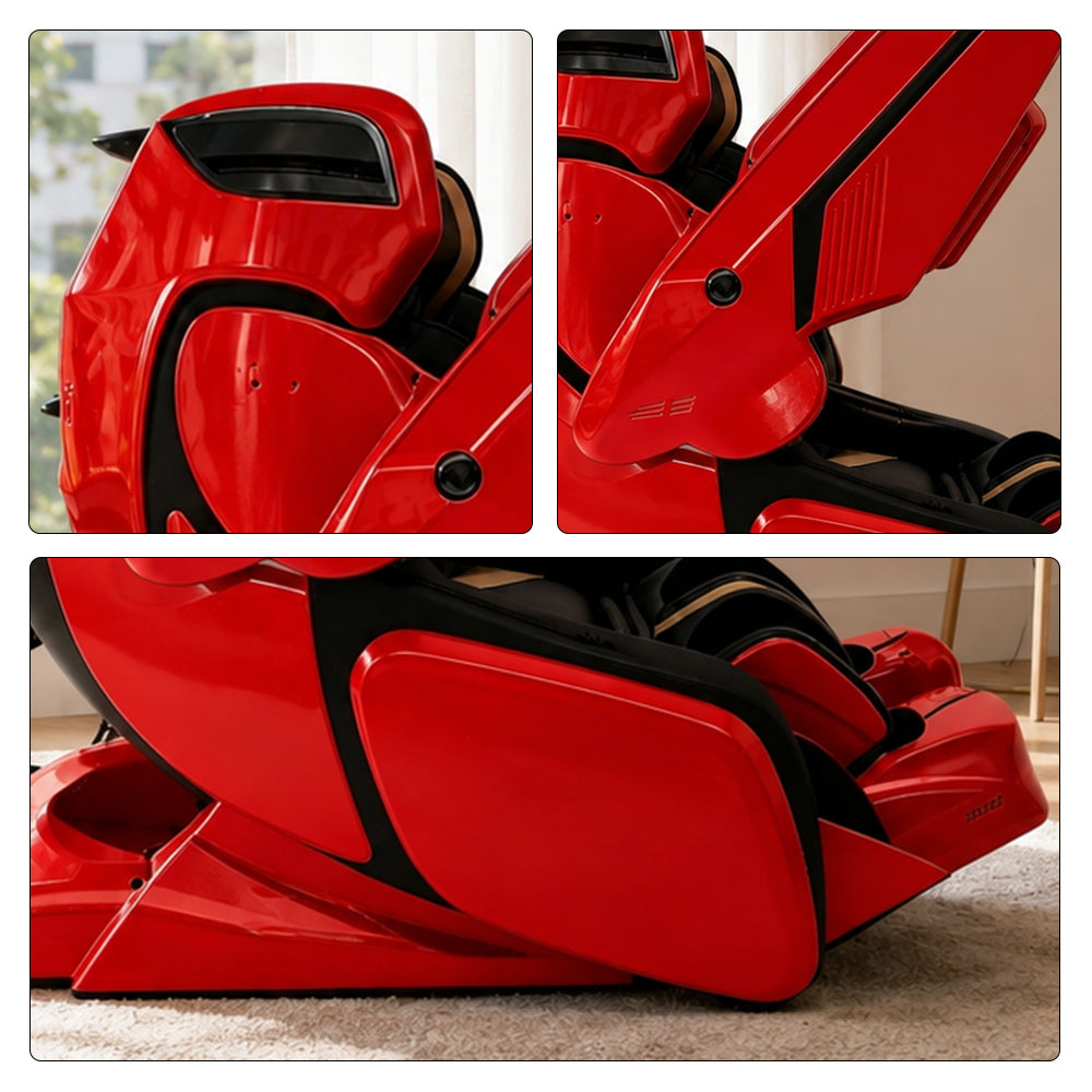 RELAXA 4D PRO Full Body Electric Massage Chair - Precision Massage Mechanism with Wide Comfort Seat - Red