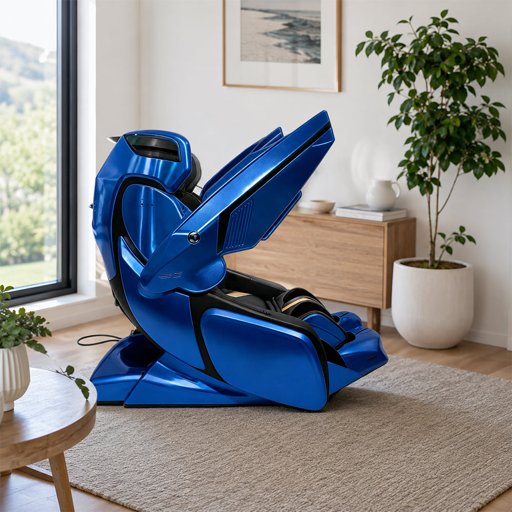 RELAXA 4D PRO Full Body Electric Massage Chair - Precision Massage Mechanism with Wide Comfort Seat - Blue