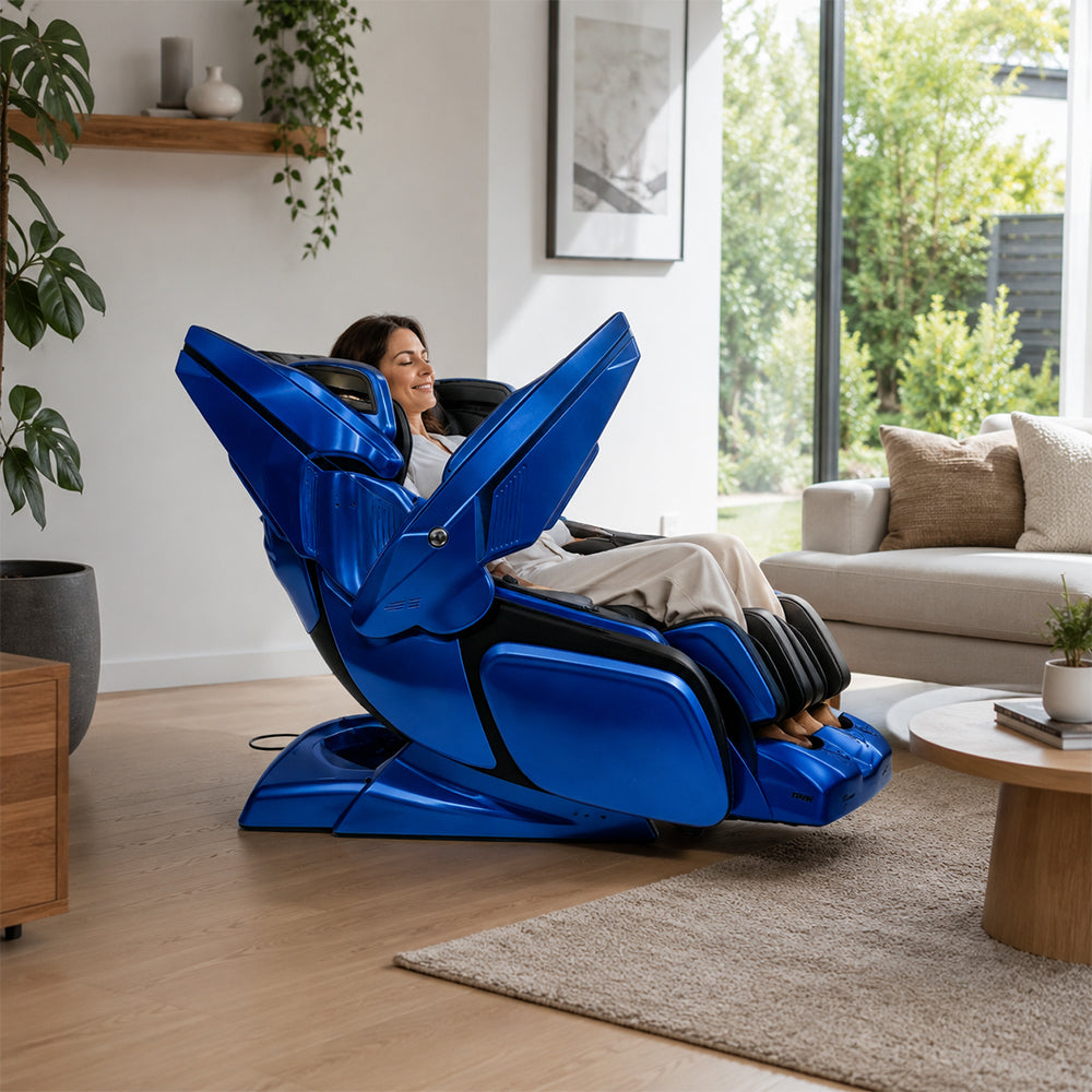 RELAXA 4D PRO Full Body Electric Massage Chair - Precision Massage Mechanism with Wide Comfort Seat - Blue