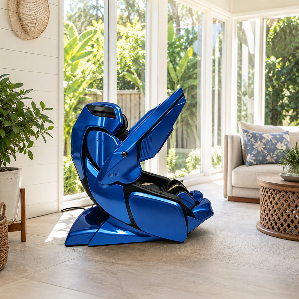 RELAXA 4D PRO Full Body Electric Massage Chair - Precision Massage Mechanism with Wide Comfort Seat - Blue
