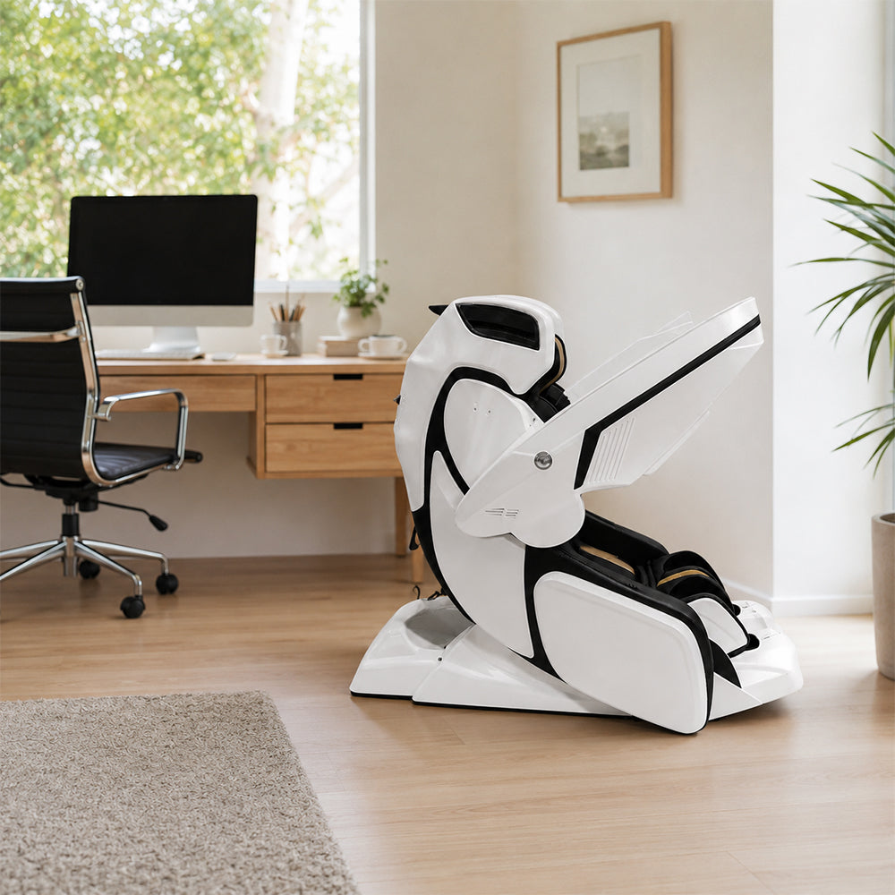 RELAXA 4D PRO Full Body Electric Massage Chair - Precision Massage Mechanism with Wide Comfort Seat - White