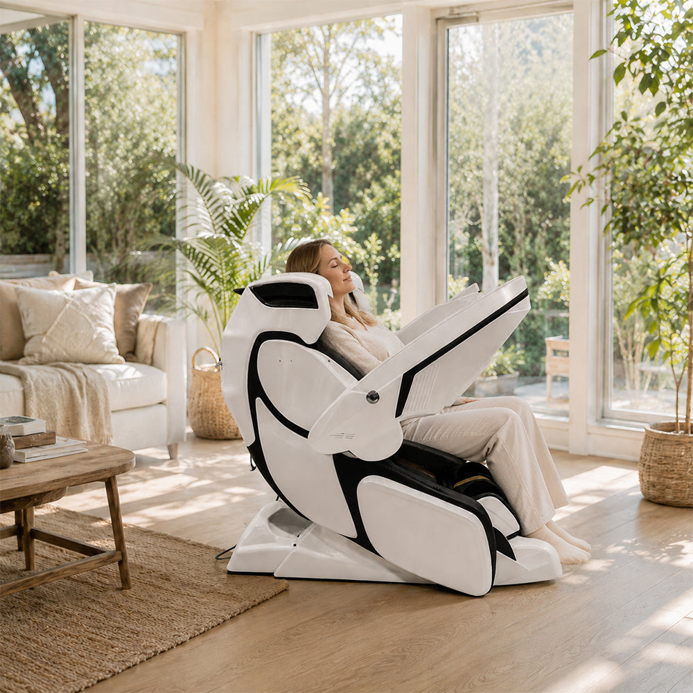 RELAXA 4D PRO Full Body Electric Massage Chair - Precision Massage Mechanism with Wide Comfort Seat - White