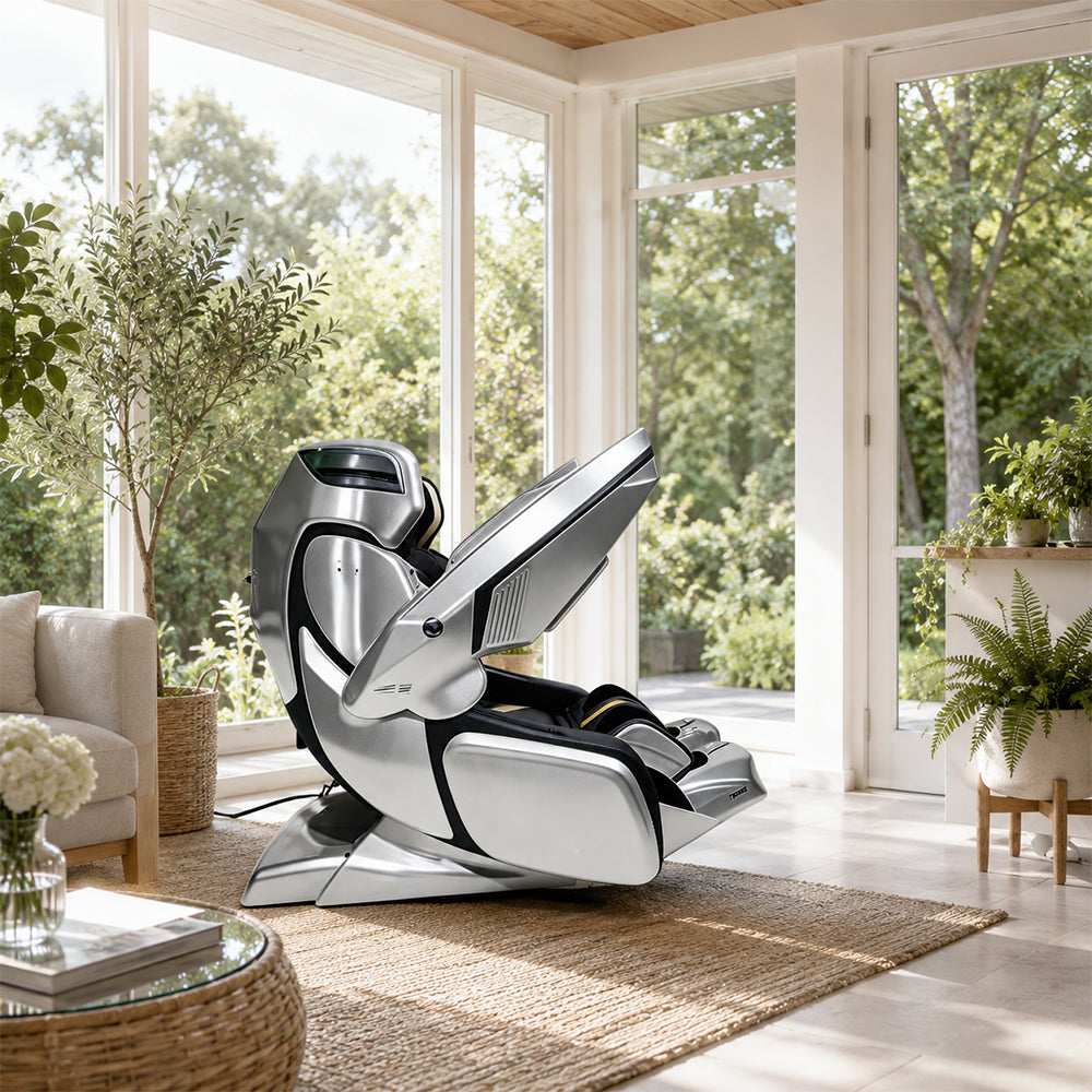 RELAXA 4D PRO Full Body Electric Massage Chair - Precision Massage Mechanism with Wide Comfort Seat - Silver