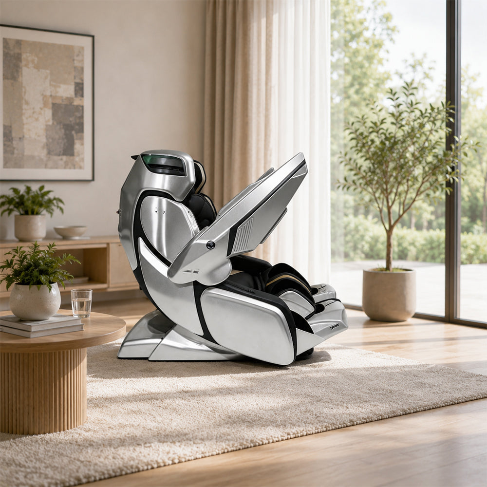 RELAXA 4D PRO Full Body Electric Massage Chair - Precision Massage Mechanism with Wide Comfort Seat - Silver