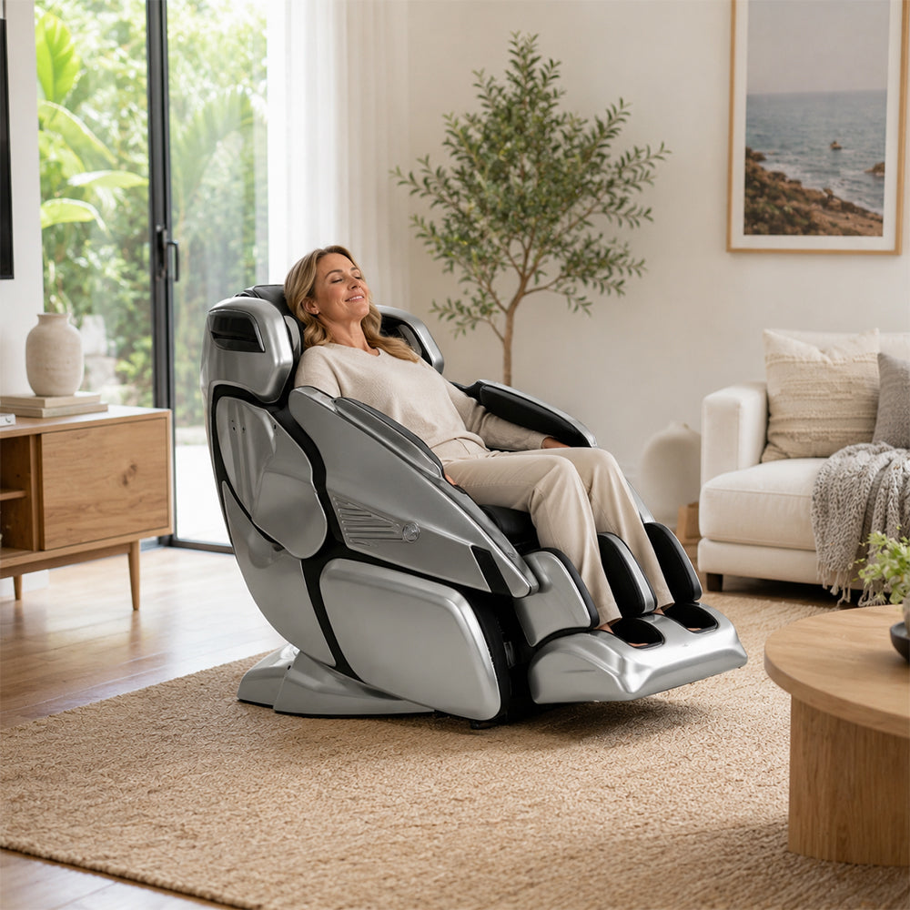 RELAXA 4D PRO Full Body Electric Massage Chair - Precision Massage Mechanism with Wide Comfort Seat - Silver
