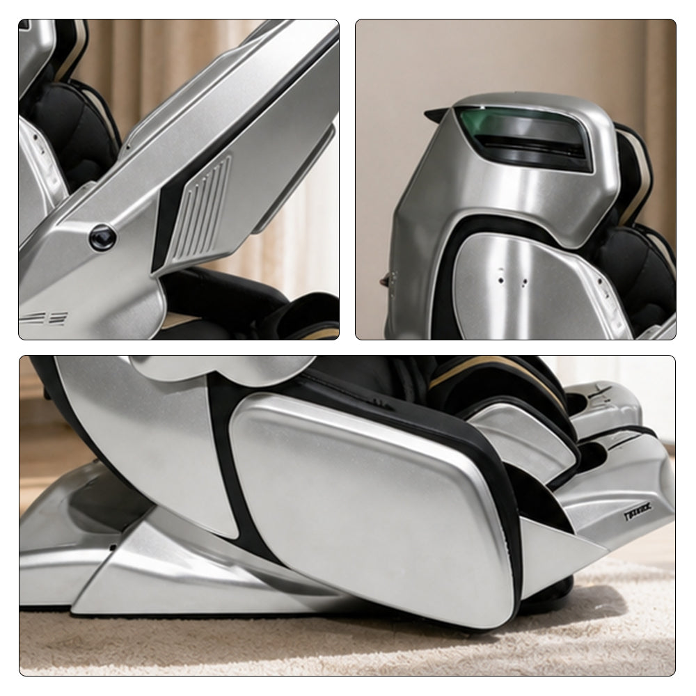 RELAXA 4D PRO Full Body Electric Massage Chair - Precision Massage Mechanism with Wide Comfort Seat - Silver