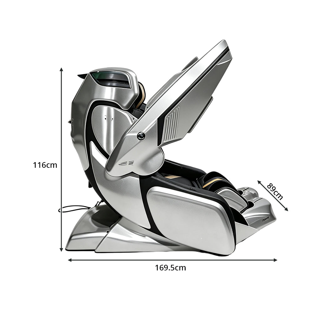 RELAXA 4D PRO Full Body Electric Massage Chair - Precision Massage Mechanism with Wide Comfort Seat - Silver