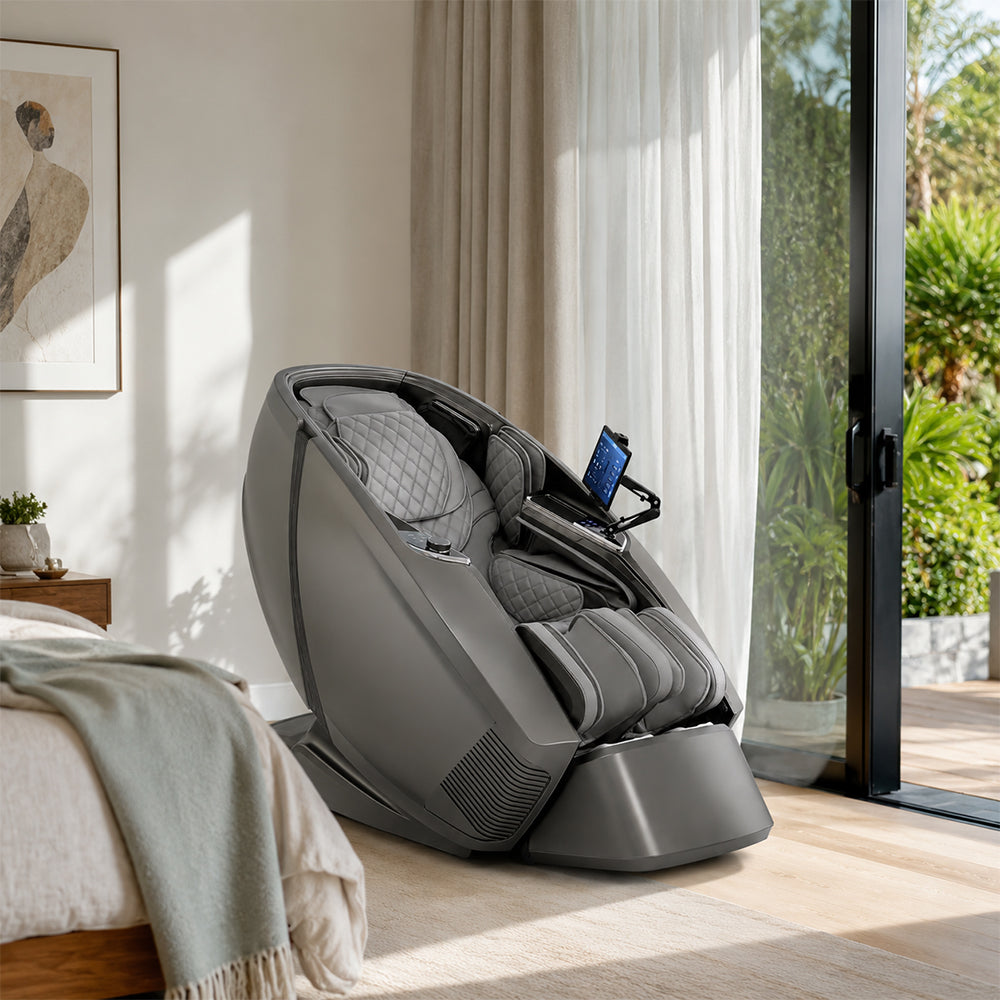 RELAXA Electric Foot Massage Chair - 360° Massage with Airbag Compression, Sole Vibration and Calf Stretching - Grey