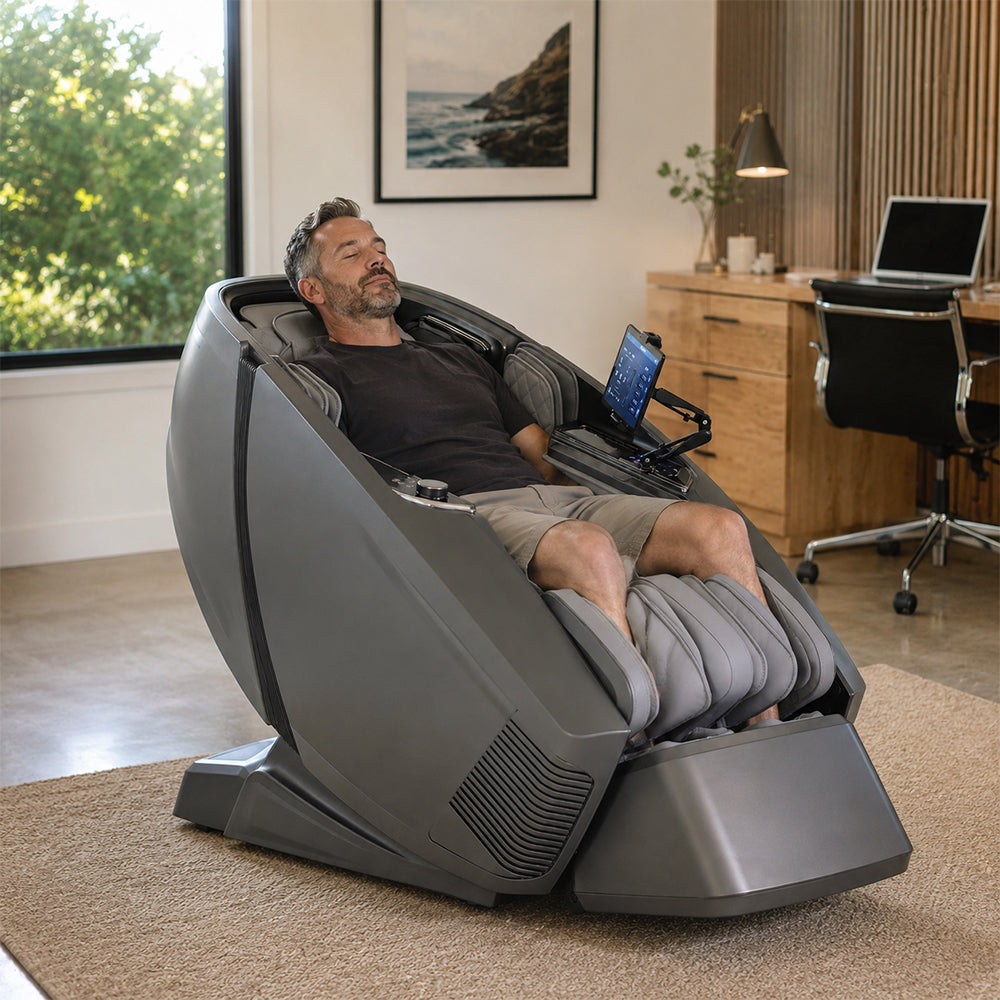 RELAXA Electric Foot Massage Chair - 360° Massage with Airbag Compression, Sole Vibration and Calf Stretching - Grey