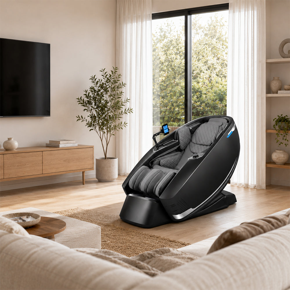 RELAXA Full Body Electric Massage Chair - 360° Foot Massage with Airbag Compression and Calf Stretching - Grey