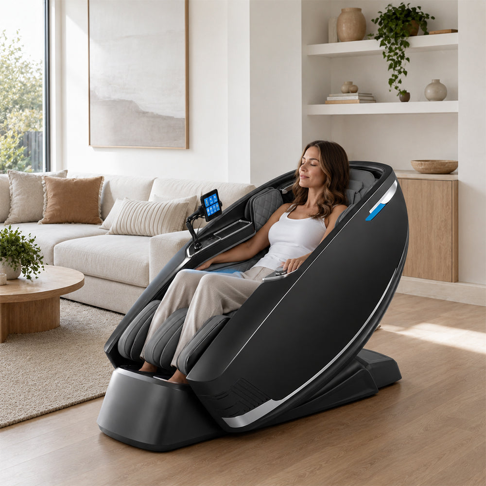 RELAXA Full Body Electric Massage Chair - 360° Foot Massage with Airbag Compression and Calf Stretching - Grey
