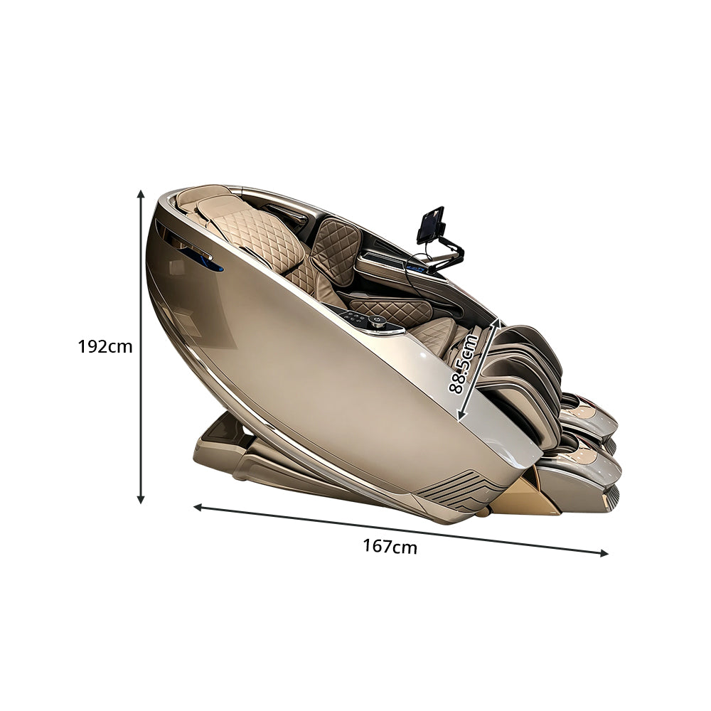 RELAXA Full Body Electric Massage Chair - 360° Foot Massage with Airbag Compression and Calf Stretching - Champagne Gold