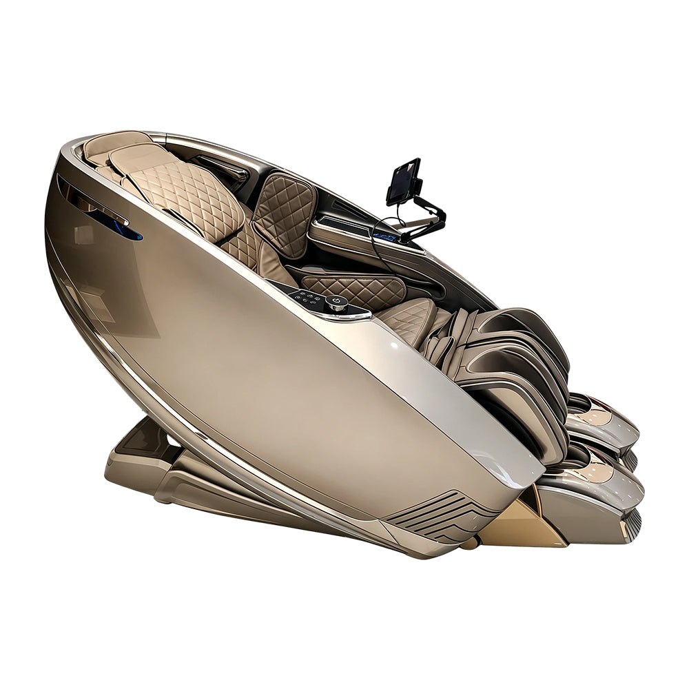 RELAXA Full Body Electric Massage Chair - 360° Foot Massage with Airbag Compression and Calf Stretching - Champagne Gold