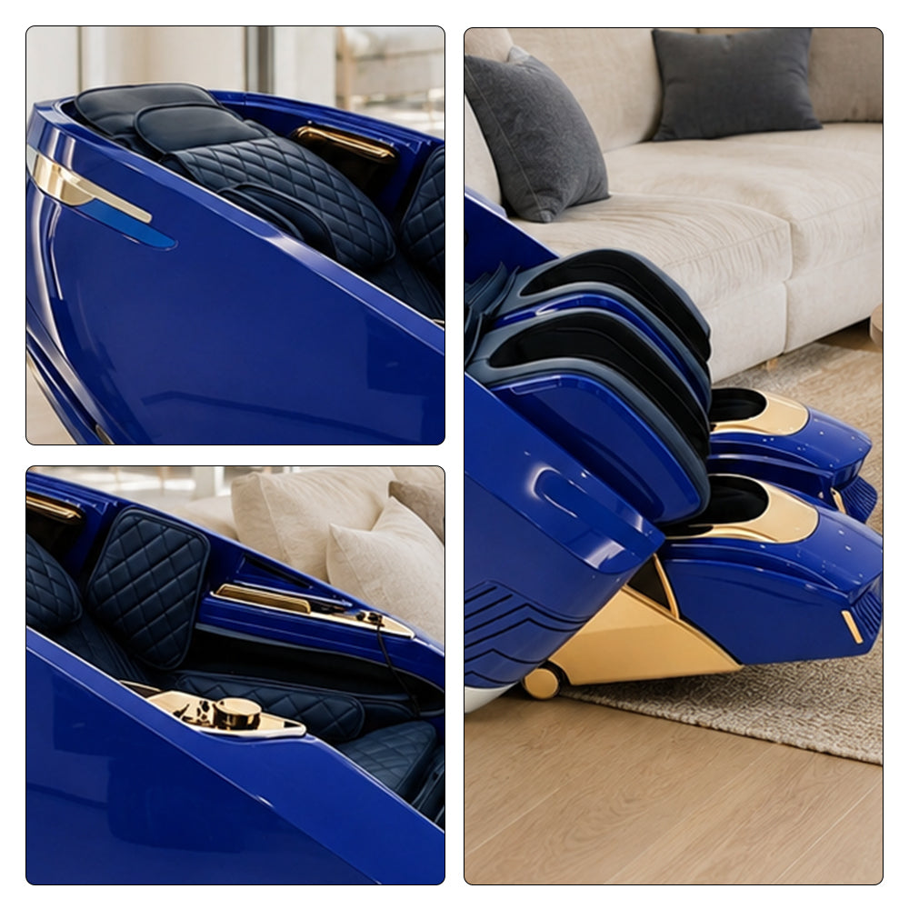 RELAXA Full Body Electric Massage Chair - 360° Foot Massage with Airbag Compression and Calf Stretching - Blue