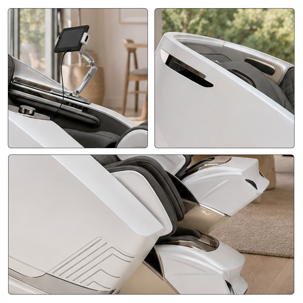 RELAXA Full Body Electric Massage Chair - 360° Foot Massage with Airbag Compression and Calf Stretching - White