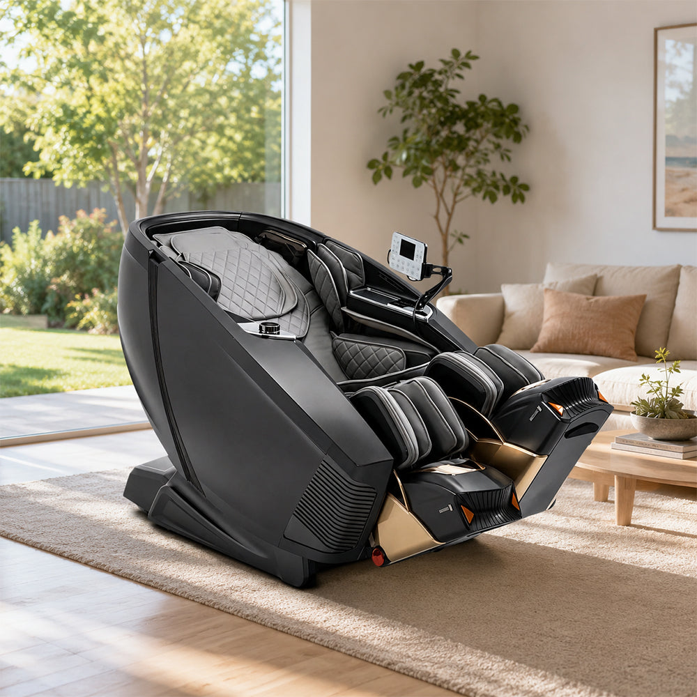 RELAXA Full Body Electric Massage Chair - 360° Foot Massage with Airbag Compression and Calf Stretching - Black