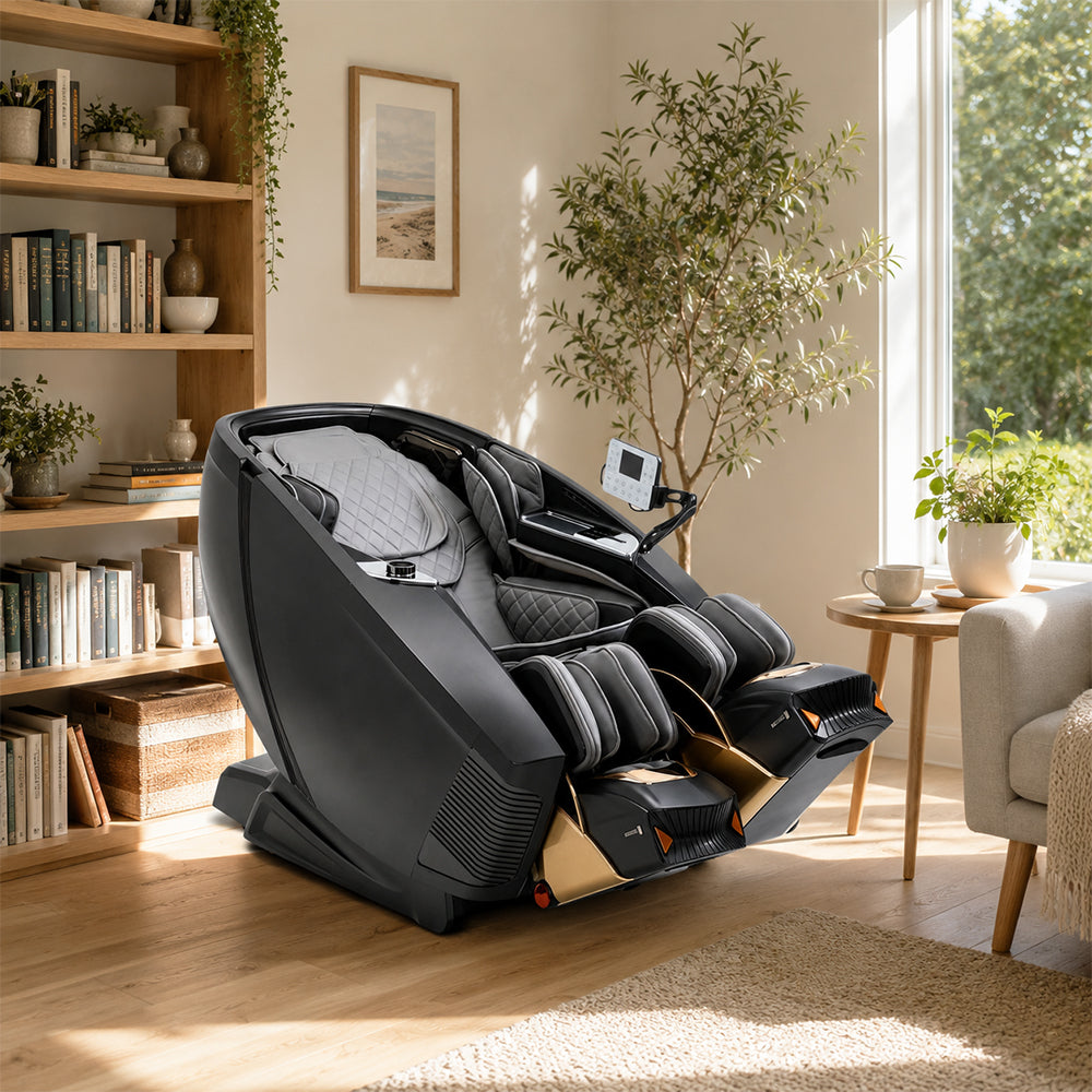 RELAXA Full Body Electric Massage Chair - 360° Foot Massage with Airbag Compression and Calf Stretching - Black