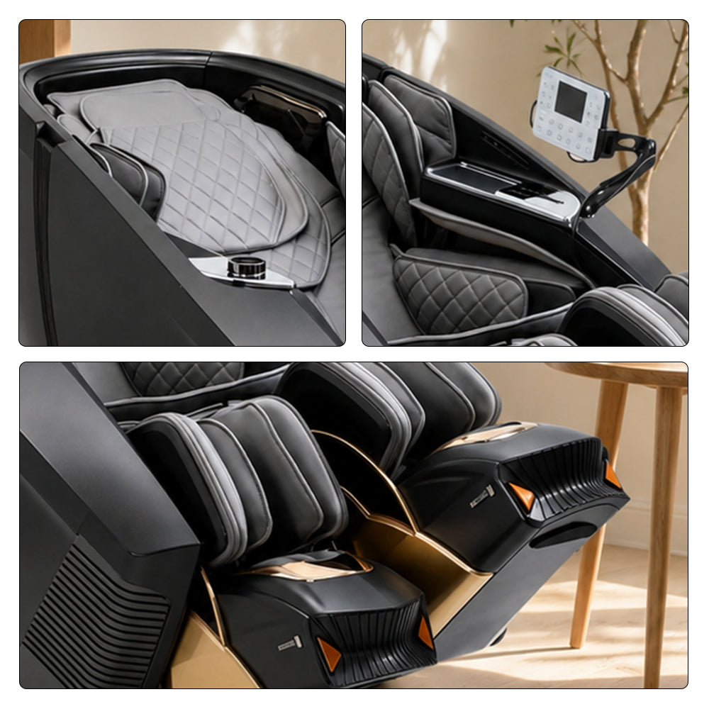 RELAXA Full Body Electric Massage Chair - 360° Foot Massage with Airbag Compression and Calf Stretching - Black