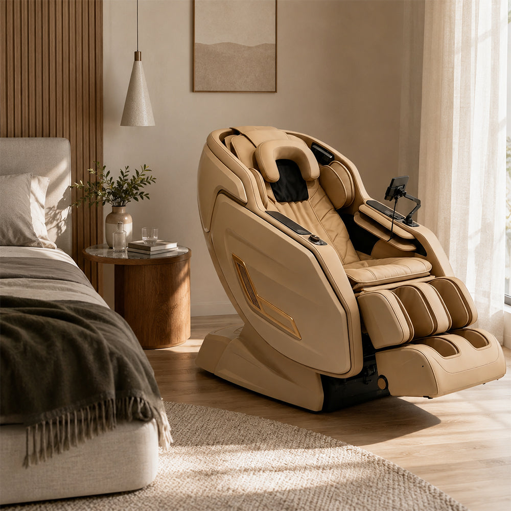 RELAXA Full Body Electric Massage Chair - 360° Foot Massage with Airbag Compression and Wide Comfort Seat - Gold