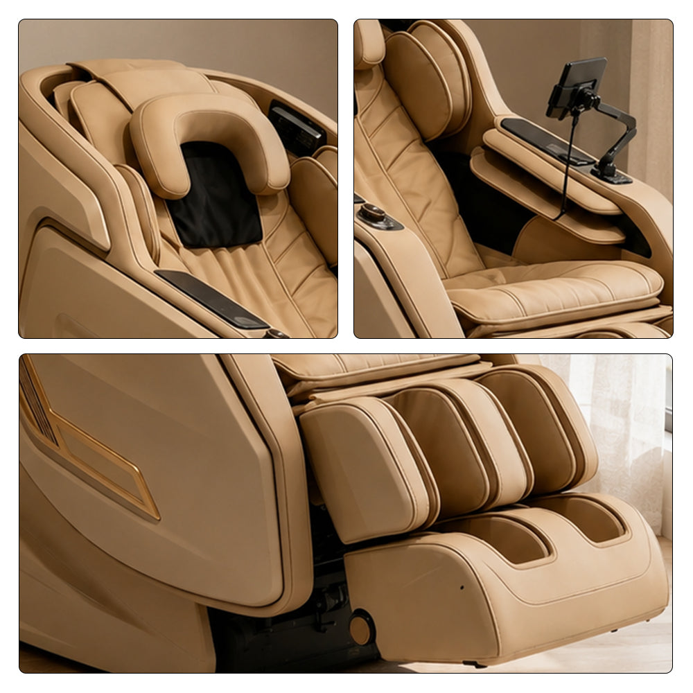 RELAXA Full Body Electric Massage Chair - 360° Foot Massage with Airbag Compression and Wide Comfort Seat - Gold