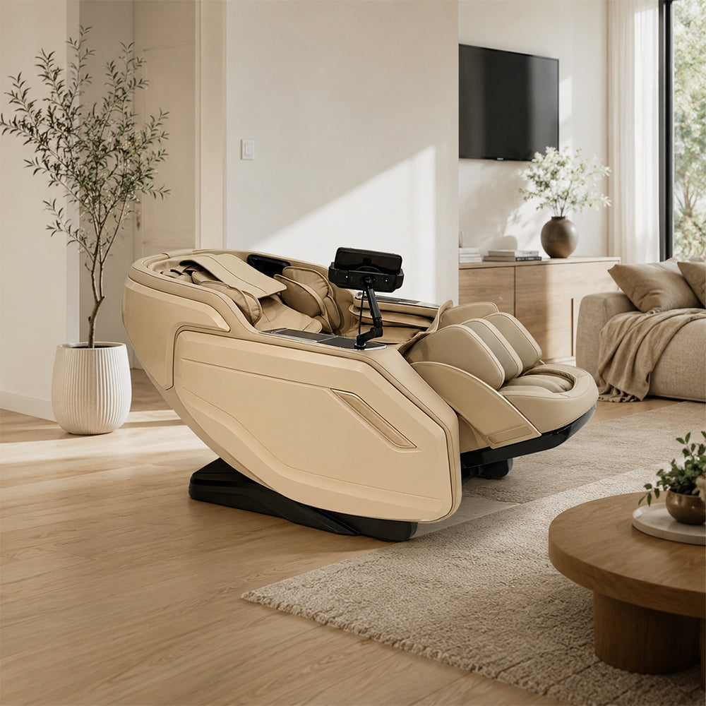 RELAXA Full Body Electric Massage Chair - 360° Foot Massage with Airbag Compression and Detachable Armrests - Gold