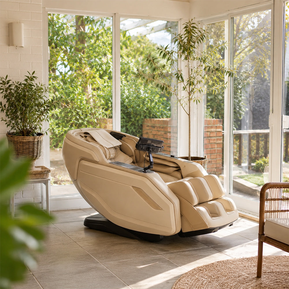 RELAXA Full Body Electric Massage Chair - 360° Foot Massage with Airbag Compression and Detachable Armrests - Gold