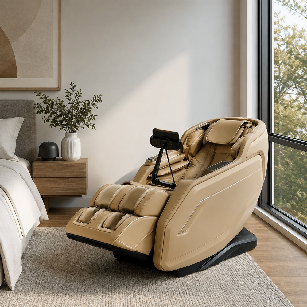 RELAXA Full Body Electric Massage Chair - 360° Foot Massage with Airbag Compression and Detachable Armrests - Gold