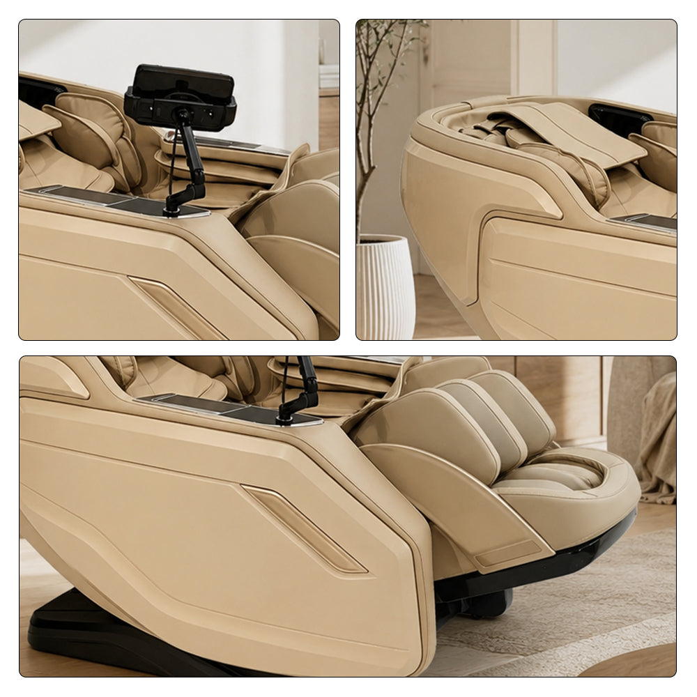 RELAXA Full Body Electric Massage Chair - 360° Foot Massage with Airbag Compression and Detachable Armrests - Gold