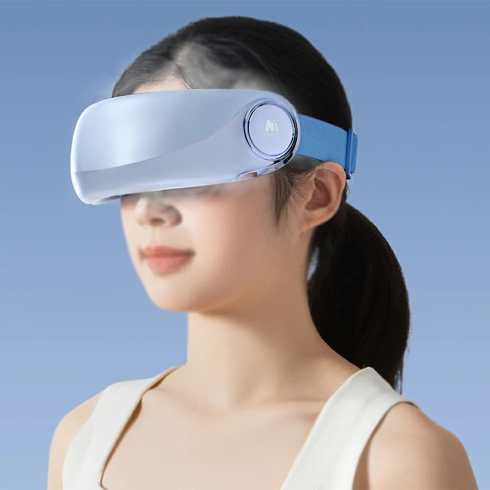 RELAXA Eye Massager with Hydrating Mist Deep Relaxation Pressure Point Massage Wireless Portable Design - Blue