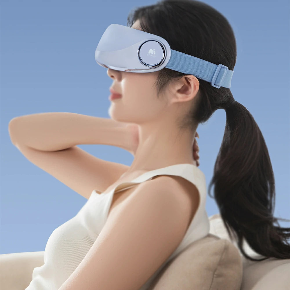 RELAXA Eye Massager with Hydrating Mist Deep Relaxation Pressure Point Massage Wireless Portable Design - Blue