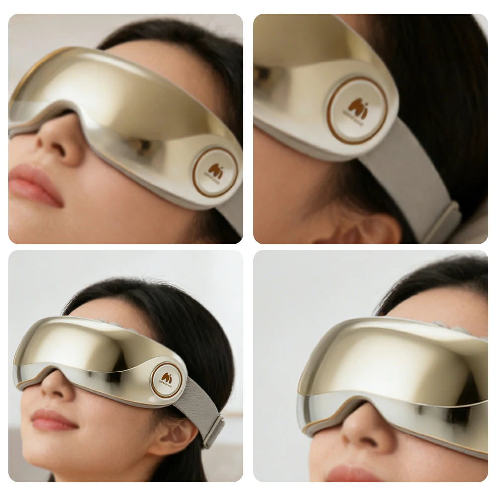 RELAXA Eye Massager with Hydrating Mist Deep Relaxation Pressure Point Massage Wireless Portable Design - Gold