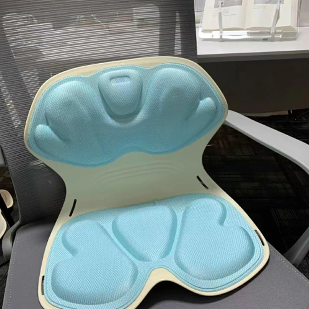 RELAXA Heated Lumbar Support Cushion, Graphene Heating, High-Density Foam, Ergonomic Curved Design for Home & Office - Blue