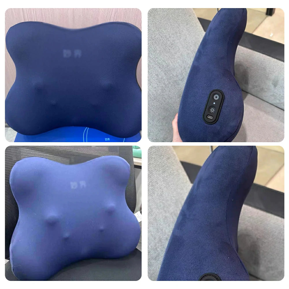 RELAXA Heated Lumbar Massage Cushion, Kneading Massage & Dual Heat, High-Density Foam, Ergonomic Butterfly Design