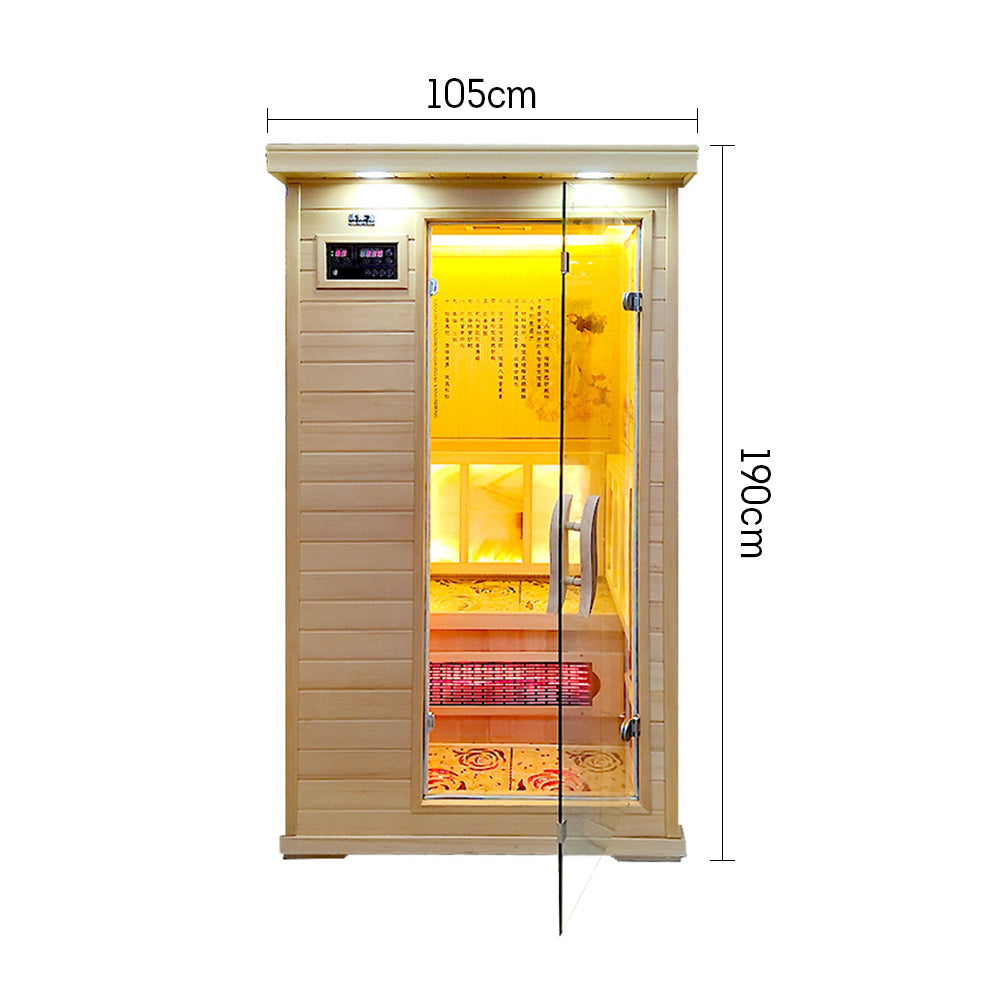 LUXORA YUF001 Heater 1 Person Sauna Infrared Sauna Home SPA W/ LED Square Lamp - Oak