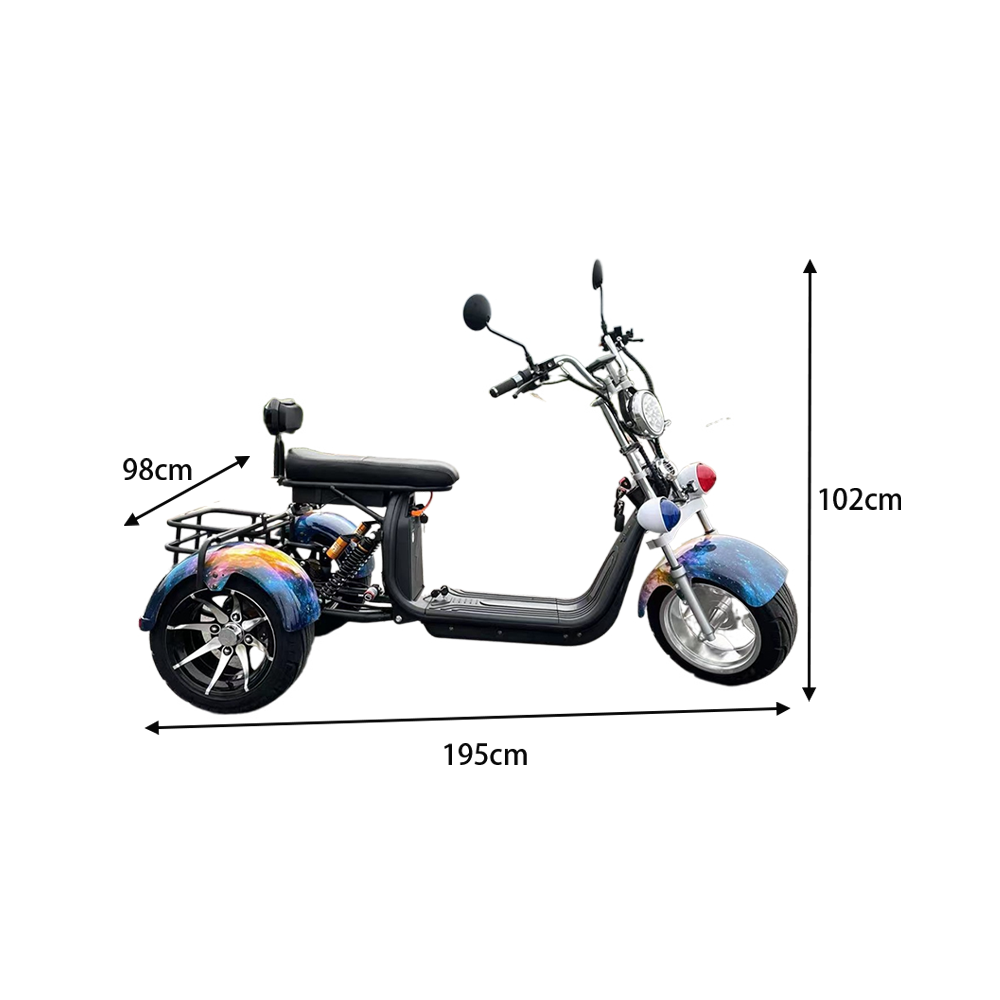 GLIDER HALLEY SC 08 1000W 60V 12-20AH  Lithium Battery Three-Wheel Electric Motorbike/Motorcycle/Scooter Cruise at 25km/h - Unlock More Power (Details Inside)*