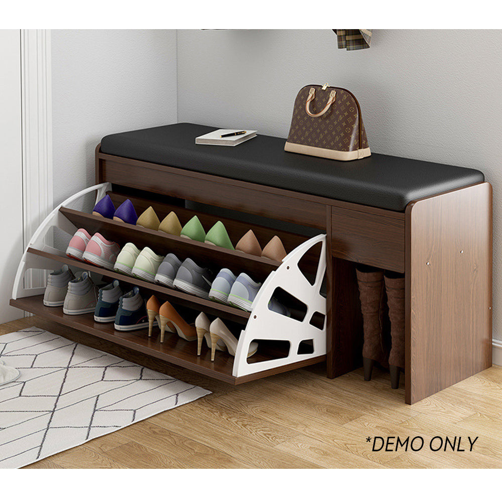 LIVARA 100cm Length Leather Seat Cushion Shoe Cabinet