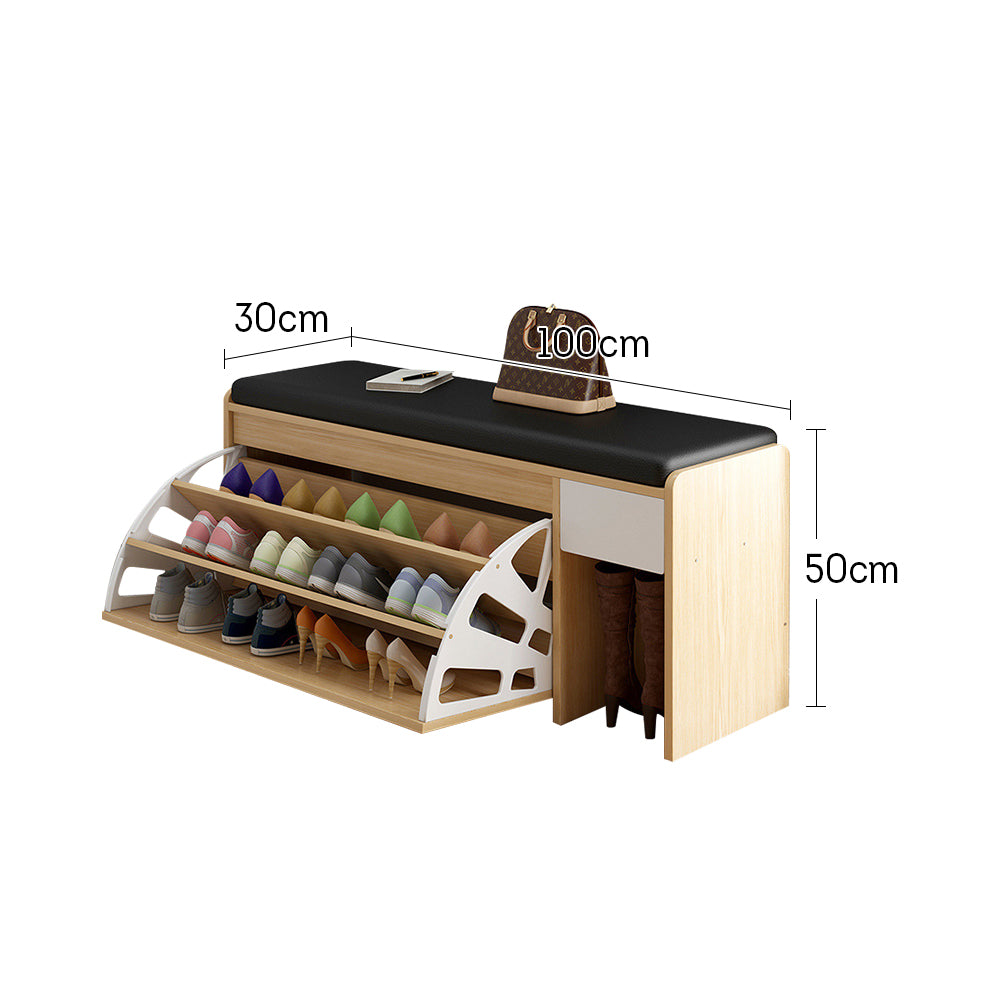 LIVARA 100cm Length Leather Seat Cushion Shoe Cabinet