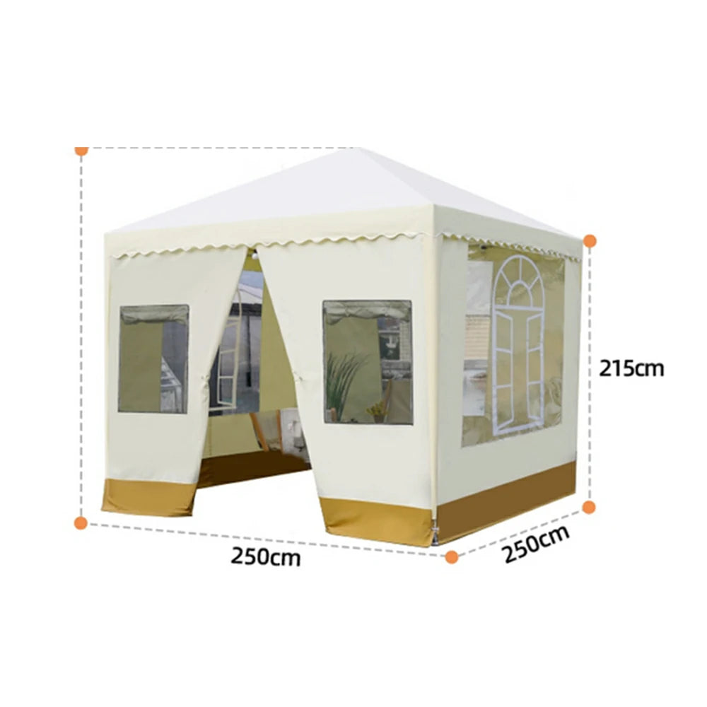 SOLARA Outdoor Canopy - Heavy-Duty Pavilion with Triangular Reinforcement, 10cm Thick Posts, Waterproof Polycarbonate Roof with Curtains - 3x3m Standard Model - Yellow
