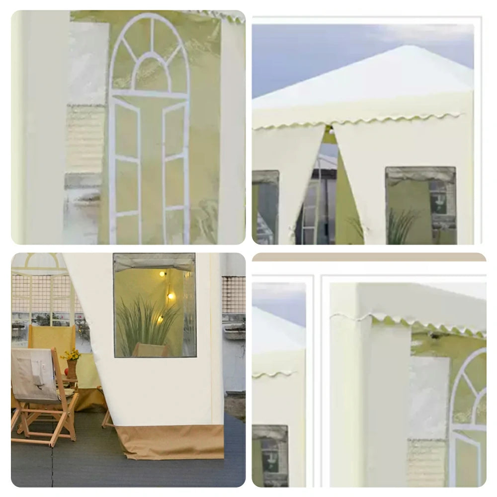 SOLARA Outdoor Canopy - Heavy-Duty Pavilion with Triangular Reinforcement, 10cm Thick Posts, Waterproof Polycarbonate Roof with Curtains - 3x3m Standard Model - Yellow