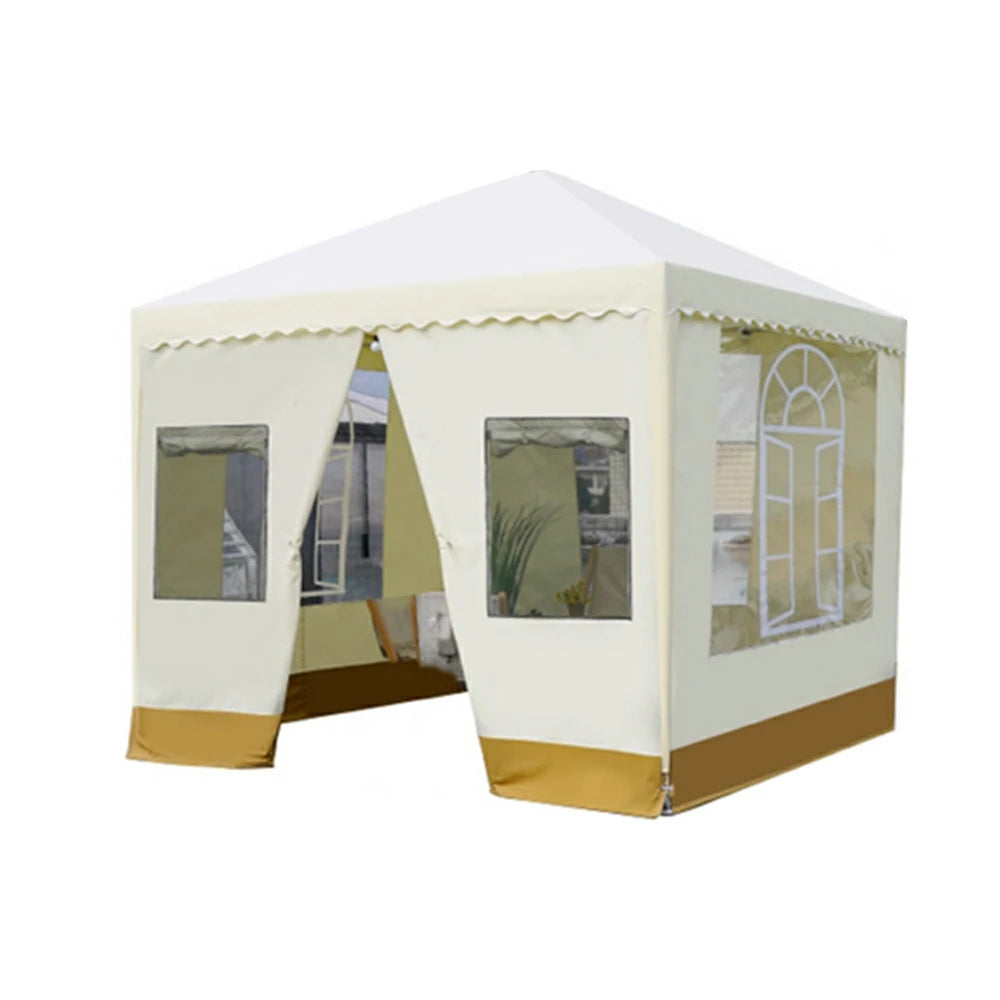 SOLARA Outdoor Canopy - Heavy-Duty Pavilion with Triangular Reinforcement, 10cm Thick Posts, Waterproof Polycarbonate Roof with Curtains - 3x3m Standard Model - Yellow