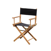 SOLARA Folding Director Chair - Solid Wood Cross Frame with Breathable Canvas Seat, Portable Outdoor Camping & Makeup Chair - Natural Wood & Black
