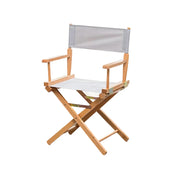SOLARA Folding Director Chair - Solid Wood Cross Frame with Breathable Canvas Seat, Portable Outdoor Camping & Makeup Chair - Natural Wood & Grey