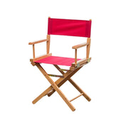 SOLARA Folding Director Chair - Solid Wood Cross Frame with Breathable Canvas Seat, Portable Outdoor Camping & Makeup Chair - Natural Wood & Wine Red