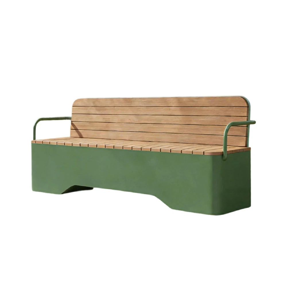 SOLARA Outdoor Garden Bench - Wood-Plastic Slatted Seat with Iron Frame, 120/150/180/200cm Patio Park Seating Bench -Green
