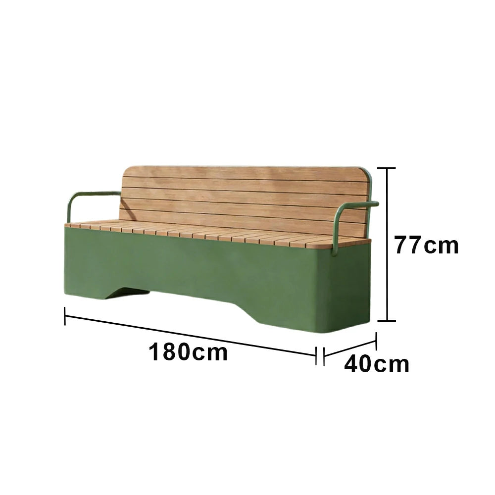 SOLARA Outdoor Garden Bench - Wood-Plastic Slatted Seat with Iron Frame, 120/150/180/200cm Patio Park Seating Bench -Green