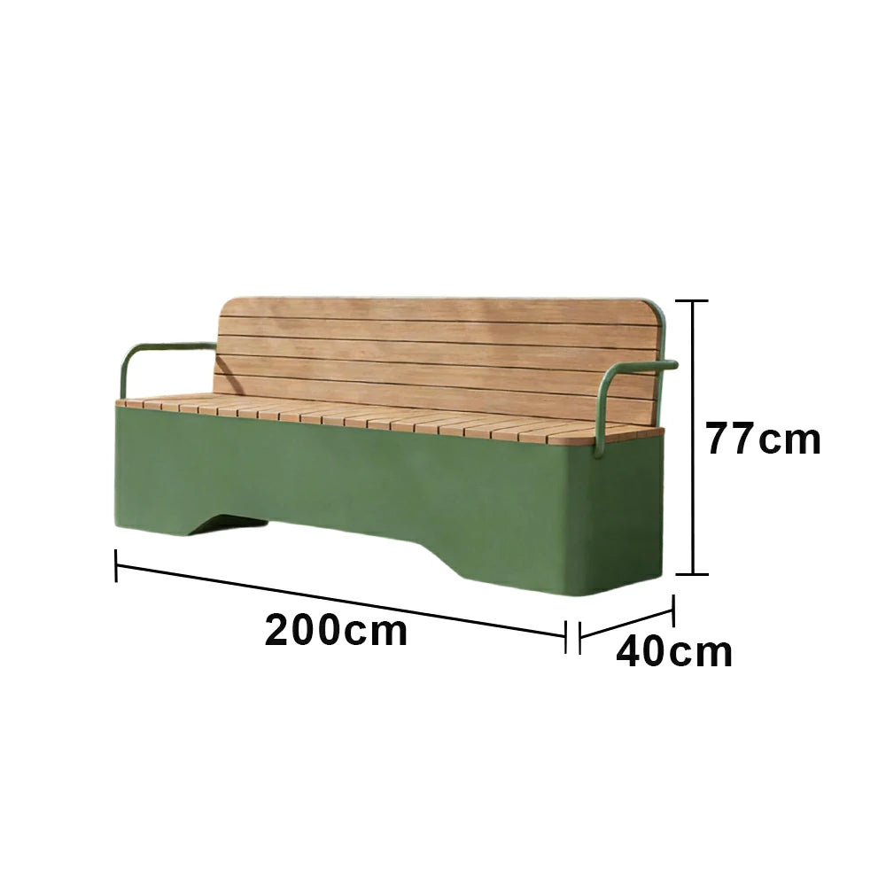 SOLARA Outdoor Garden Bench - Wood-Plastic Slatted Seat with Iron Frame, 120/150/180/200cm Patio Park Seating Bench -Green